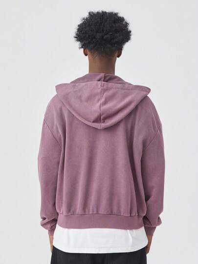 Goth Sudadera con capucha de manga larga y cremallera con estampado gráfico vintage para hombre