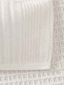 SHEIN 青少年女孩三件套简约舒适加垫罗纹短款上衣套装 - 白色 - 查看 4