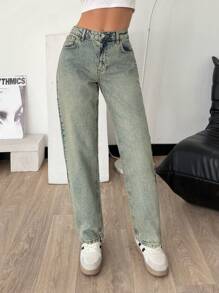 RueChic WOMEN STRAIGHT MID WAIST JEANS - Medium Wash - View 4