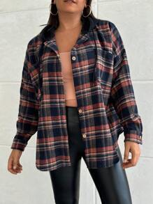 RueChic Frenchy Flap Pocket Drop Shoulder Drawstring Jacket - Multicolor - View 3