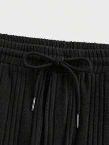 Manfinity VCAY Set de 2 piezas que incluye camiseta de manga larga ajustada de cuello redondo de punto y pantalones rectos casuales para uso diario de hombres - Negro - Ver 5