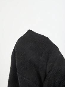 SHEIN MOD White Knitted Off-Shoulder Double-Breasted Elegant Party Mini Dress For Women - Black - View 5