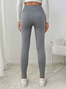 SHEIN Unity Women Autumn/Winter Velvet Lined Elastic Slim Fit Leggings Fall Cloth For Women - Multicolor - View 2