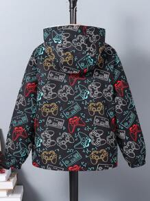 SHEIN Áo khoác trùm đầu họa tiết hình học hoạt hình thời trang đường phố dành cho nam, phù hợp mặc hàng ngày vào mùa xuân và mùa thu - Nhiều màu - Xem 2