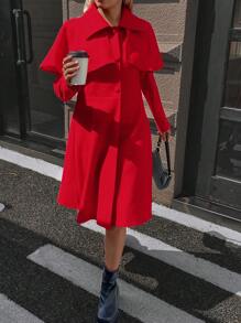 Calvaya Women's Solid Color Lapel Front Button Elegant Long Sleeve Overcoat Thermal