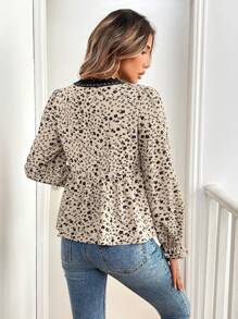 SHEIN Frenchy Áo Babydoll ren tay loe họa tiết hoa cổ chữ V thanh lịch cho nữ khi đi nghỉ - Nhiều màu - Xem 2