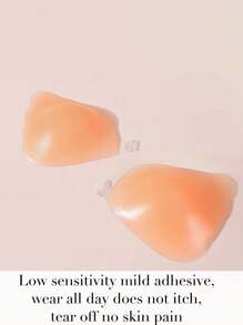 1pair Skin-Tone Feather Shaped Silicone Reusable Pasties, Upgraded Adhesive Silicone Material, Suitable For Women Dresses, Bridal Gowns And Summer Outings, Invisible Cleavage Boosting Nipple Covers - Apricot - View 5