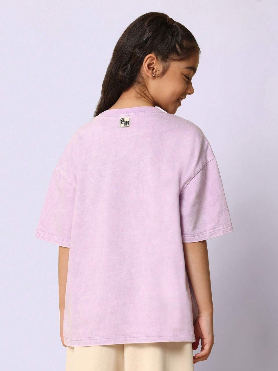 Oversize T-Shirt With Cross Floral Print And Gold Typography
