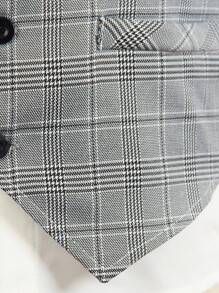 SHEIN 2 件套青少年男孩套装 - 灰色格子背心和裤子，不含衬衫 - 灰色 - 查看 5