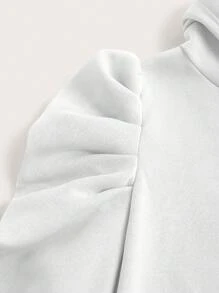 SHEIN LUNE Áo nỉ trùm đầu tay bồng màu trơn cỡ lớn thường ngày, dành cho quần áo mùa thu đông - trắng - Xem 9