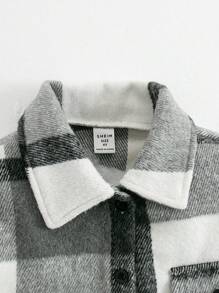 SHEIN Young Boy 1pc Casual American Style Street Chic Fashion Revere Collar Distressed Plaid Thick Front Pockets Regular Cardigan Jacket - Multicolor - View 4