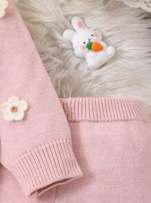 SHEIN Vintaside Kids Baby Mädchen modischer, süßer Pullover-Set mit Blumen-Spitzenbesatz