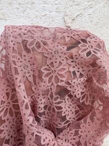 SHEIN Clasi Women's Floral Lace 3/4 Sleeve Open Front Elegant Lightweight Jacket - Pink - View 7