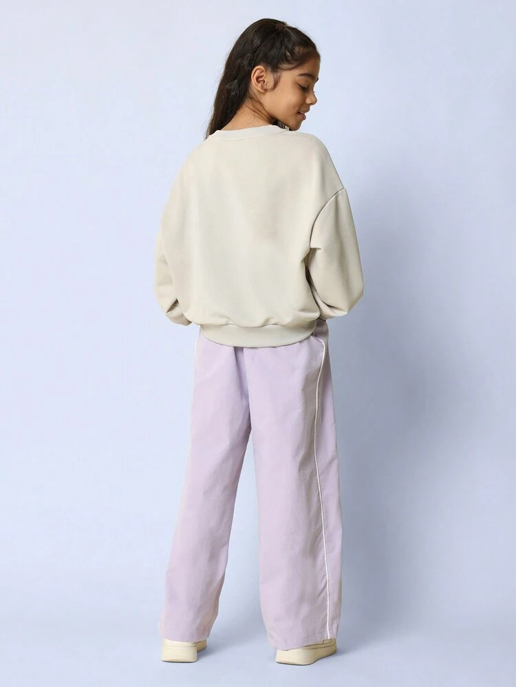 SUMWON Tween Girls Comfy Regular Fit Colorado Graphic Print Sweatshirt And Straight Fit Nylon Track Pant With Piping Detail 2 Piece Set Vacation