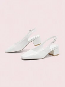 CUCCOO DOLLMOD Classic Low Heel White Stone Texture Slip-On Flats New Year Holiday - Beige - View 9