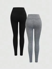 SHEIN Unity Women Autumn/Winter Velvet Lined Elastic Slim Fit Leggings Fall Cloth For Women - Multicolor - View 4
