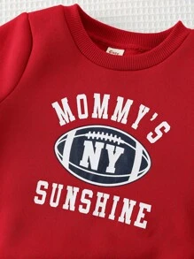 Cozy Pixies 2 件套男婴字母图案圆领长袖套头衫和松紧腰袖口裤套装 - 彩色 - 查看 6