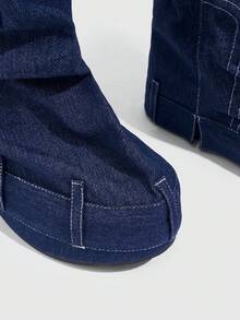 Sugerpunk Giày bốt đế dày có khóa kéo phong cách Punk cho ngày lễ Giáng sinh và năm mới Valentine - Màu xanh lam - Xem 3