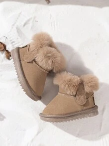 幼儿男孩和女孩冬季雪地靴，保暖 - 卡其色 - 查看 2