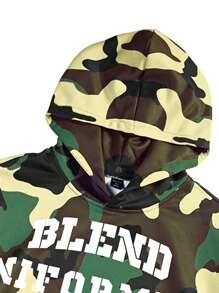 ROMWE MEN Street Life Men's Camo Print Short Hoodie, Street Style - Multicolor - View 4