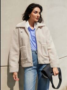 Aveloria Women's Casual Chic Commuting Turndown Collar Pile Jacket, Autumn/Winter