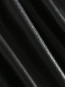 不对称荷叶边迷你裙，显瘦显长，休闲日常穿搭 - 黑色 - 查看 4