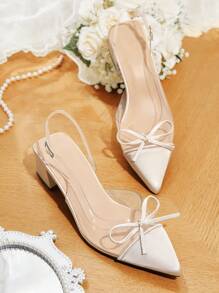 CUCCOO CHICEST Giày cao gót mũi nhọn họa tiết bướm cho nữ, giày công sở thanh lịch để mang hàng ngày, đi làm, hẹn hò, tiệc tùng, sự kiện trang trọng, phù hợp cho mùa thu/đông, giày cao gót đế thô bằng PVC màu be cho mùa lễ Giáng sinh và năm mới, mùa thu và đông - Màu be - Xem 1