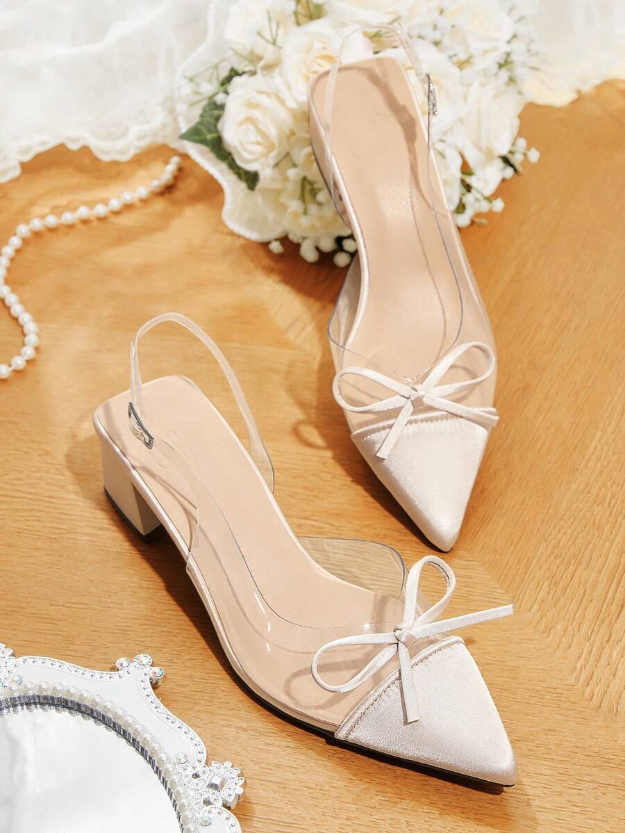 CUCCOO CHICEST Giày cao gót mũi nhọn họa tiết bướm cho nữ, giày công sở thanh lịch để mang hàng ngày, đi làm, hẹn hò, tiệc tùng, sự kiện trang trọng, phù hợp cho mùa thu/đông, giày cao gót đế thô bằng PVC màu be cho mùa lễ Giáng sinh và năm mới, mùa thu và đông - Màu be - Xem 1