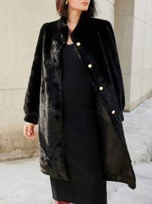 Aveloria Commuter Style Fluffy Blended Fuzzy Longline Loose Overcoat