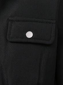 SHEIN 青少年女孩休闲日常保暖保暖衬里拉链连帽衫，秋冬 - 黑色 - 查看 7