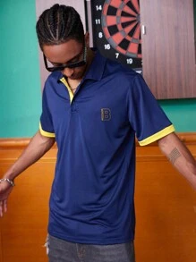 夏季男士休闲字母印花短袖 Polo 衫通勤