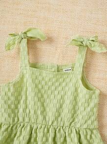 SHEIN Baby Girl Bow Shoulder Cami Dress - Mint Green - View 6