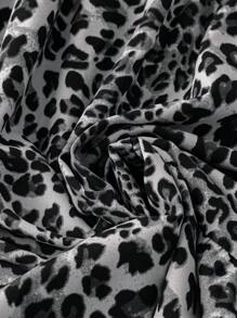 SHEIN LUNE 大码春秋季休闲豹纹连衣裙冬装 - 灰色 - 查看 3