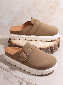 SHUZIA 女士灰褐色厚底 Bosto 软鞋垫木屐 - 舒适度极佳，兼具街头时尚感，白色厚底和贴合脚型的鞋垫，营造假日度假氛围，适合夏季、春季、春假、复活节、母亲节或圣诞节等场合。 - 薑色 - 查看 2