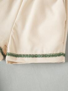 Souflis Souflis Conjunto de camisa de manga corta con bordado tropical y pantalones cortos de moda para bebé niño para vacaciones de primavera/verano