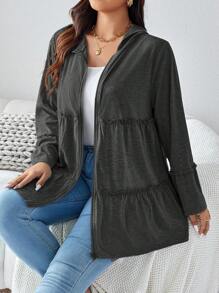 EMERY ROSE Abrigo largo de manga larga de uso diario casual con capucha y cremallera, de unicolor, con bolsillos, ropa de invierno, conjunto de atuendo para vacaciones, térmico, talla grande
