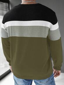 Manfinity Homme Áo len chui đầu rộng rãi họa tiết sọc tương phản thường ngày cho nam - Nhiều màu - Xem 2