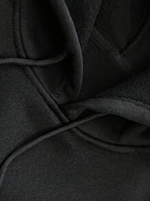 Manfinity EMRG Plus Size Men's Skull & Letter Print Hooded Sweatshirt,Graphic Sweatshirt - Black - View 7