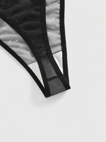 ROMWE Grunge Punk Punk Style Cat Print Fishnet Thong Underwear - Multicolor - View 3