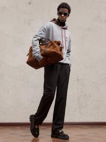 AKNOTIC Party 圣诞节男士针织超大落肩休闲套头连帽衫，配以彩色图案印花，适合秋冬季、圣诞节、新年、雪人、格子、卡通图案 - 灰色 - 查看 2