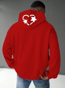 Manfinity LEGND Plus Size Men's Letter & Pentagram Print Long Sleeve Casual Hoodie, Autumn/Winter