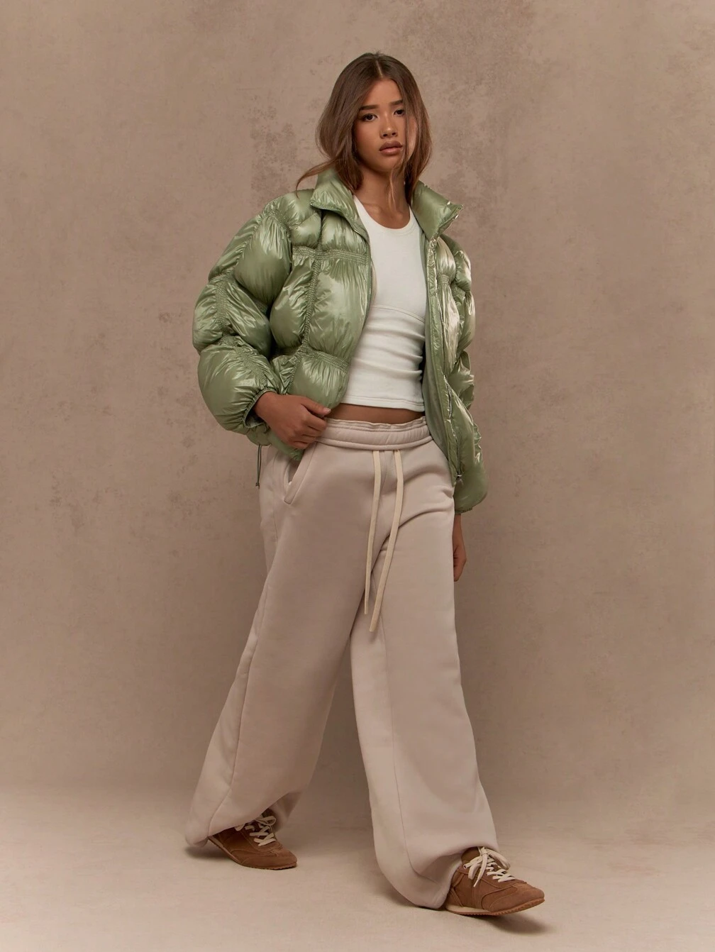 MISSGUIDED Quilted Crop Stand Collar Puffer Coat｜MISSGUIDED