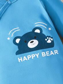 2 件套男婴冬季卡通印花前纽扣长袖睡衣连体衣 - 彩色 - 查看 6