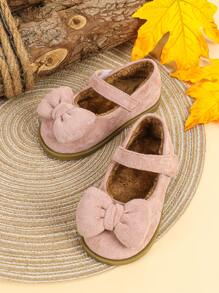 1 双全新女婴户外厚实保暖舒适可爱平底鞋，女婴平底秋鞋，幼儿步行鞋 - 粉色 - 查看 4