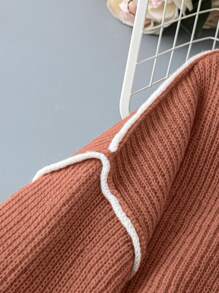 SHEIN LUNE Plus Size Autumn/Winter Casual Colorblock Raglan Loose Knit Sweater