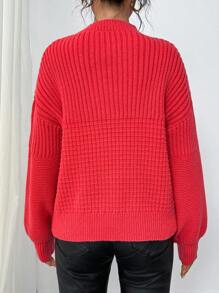 Chiquease Women Casual Round Neck Lantern Sleeve Solid Knitted Sweater, Autumn/Winter