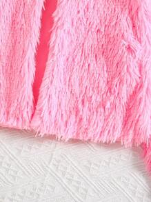 2pcs/Set Tween Girl Furry Short Jacket And Sequin Decorated Dress Set, Autumn/Winter - Pink - View 6