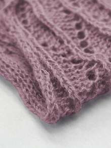 Áo len dáng ôm, màu trơn, khoét lỗ, cỡ lớn, thích hợp cho mùa thu/đông, áo len chui đầu mùa thu. - Màu tím hoa cà - Xem 4