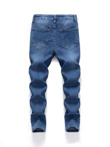 Jeans casuales de cintura elástica con lavado medio para niños preadolescentes