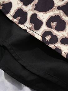 DAZY Falda midi de línea A con estampado de leopardo para mujeres